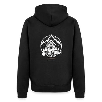 Alta Badia Italia Skigebiet - Unisex Premium Bio Zip Hoodie - Schwarz - Hinten - Nico (187cm)