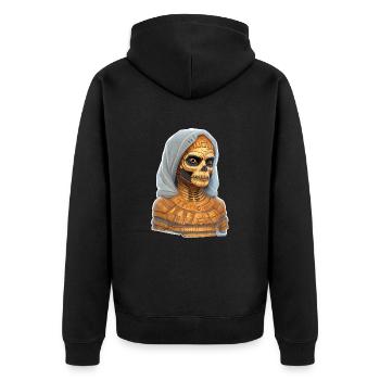 Mumie weiblich Halloween - Unisex Premium Bio Zip Hoodie - Schwarz - Hinten - Nico (187cm)