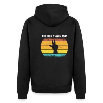 I'm This Years Old Vintage 3rd Birthday Kids - Unisex Premium Organic Zip Hoodie - black - Back - Nico (187cm)