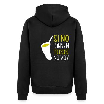 Paraguayan Guarani Terere - Unisex Premium Bio Zip Hoodie - Schwarz - Hinten - Nico (187cm)