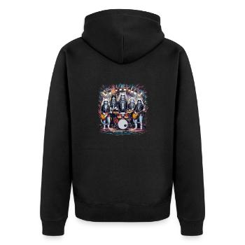Rockin' Cats Psychedelische Hommage - Unisex Premium Bio Zip Hoodie - Schwarz - Hinten - Nico (187cm)