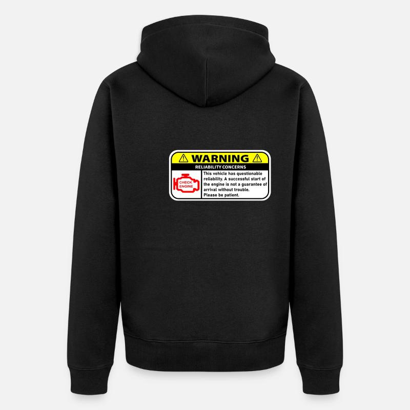 WARNUNG - Unisex Premium Bio Zip Hoodie - Schwarz