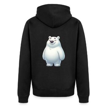 Süßer Eisbär Cartoon Glücklich Entspannt - Unisex Premium Bio Zip Hoodie - Schwarz - Hinten - Nico (187cm)