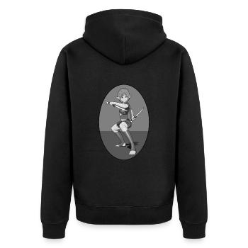 Battle-ready elven woman - Unisex Premium Organic Zip Hoodie - black - Back - Nico (187cm)