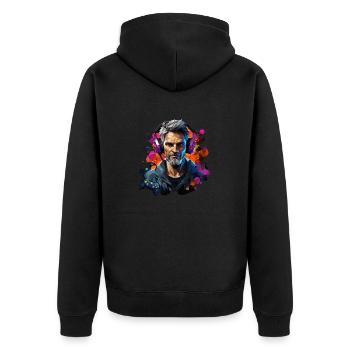 Lustiges Gamer TShirt im Polygon Style - Unisex Premium Bio Zip Hoodie - Schwarz - Hinten - Nico (187cm)