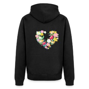 flower heart, flowers, floral, flower - Unisex Premium Organic Zip Hoodie - black - Back - Nico (187cm)