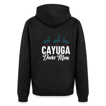 Cayuga Duck Owner Stuffed Animal Enclosure Toys - Unisex Premium Bio Zip Hoodie - Schwarz - Hinten - Nico (187cm)