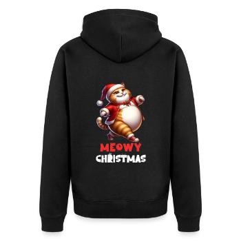 Miaou Noël Drôle Chat Père Noël Chapeau - Veste à capuche bio Premium Unisexe - noir - Dos - Nico (187cm)