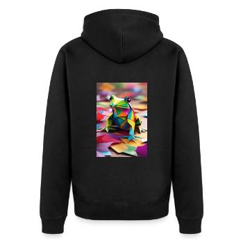 Prism Hop - Origami Frog - Unisex Premium Organic Zip Hoodie - black - Back - Nico (187cm)
