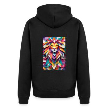 Lion - Golden Monarch of the Meadow - Unisex Premium Organic Zip Hoodie - black - Back - Nico (187cm)