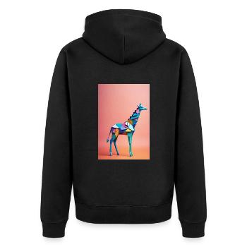 Origami Giraffe - Unisex Premium Bio Zip Hoodie - Schwarz - Hinten - Nico (187cm)