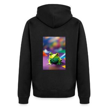 Green Origami Frog - Unisex Premium Organic Zip Hoodie - black - Back - Nico (187cm)