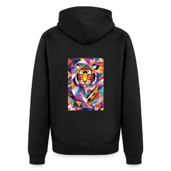 Königliche Streifen: Origami-Tiger - Unisex Premium Bio Zip Hoodie - Schwarz - Hinten - Nico (187cm)