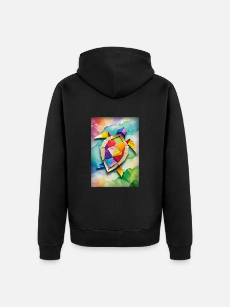 Baby Origami Turtle - Unisex Premium Organic Zip Hoodie - black