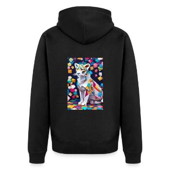 L’élégance arctique : la grâce d’un léopard des neiges - Veste à capuche bio Premium Unisexe - noir - Dos - Nico (187cm)