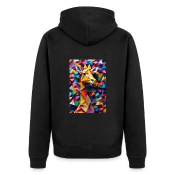 Origami Giraffe - Unisex Premium Bio Zip Hoodie - Schwarz - Hinten - Nico (187cm)