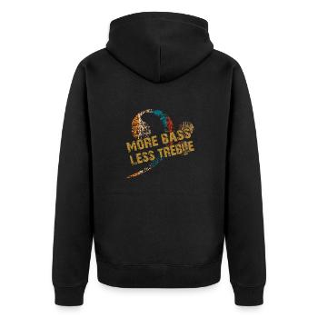 Großer Vintage Bassschlüssel - Unisex Premium Bio Zip Hoodie - Schwarz - Hinten - Nico (187cm)
