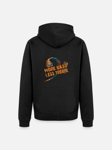 Mehr Bass weniger Treble. Vintage Bassschlüssel - Unisex Premium Bio Zip Hoodie - Schwarz