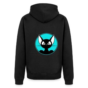 cool cat, cute cat, sticker, shirt, t-shirt - Unisex Premium Organic Zip Hoodie - black - Back - Nico (187cm)