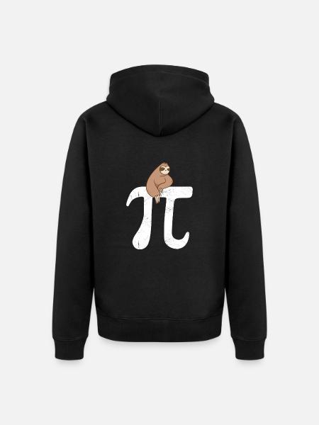 Math Sloth Pi - Unisex Premium Organic Zip Hoodie - black
