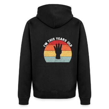 Je suis cette année Vintage 4e anniversaire enfants - Veste à capuche bio Premium Unisexe - noir - Dos - Nico (187cm)