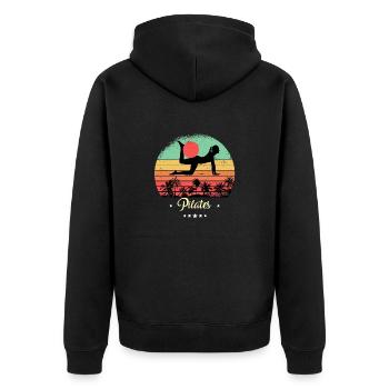 Pilates Yoga Vintage Rétro Sunset Sports - Veste à capuche bio Premium Unisexe - noir - Dos - Nico (187cm)