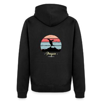 Pingouin Vintage Rétro Animaux Coucher de soleil - Veste à capuche bio Premium Unisexe - noir - Dos - Nico (187cm)