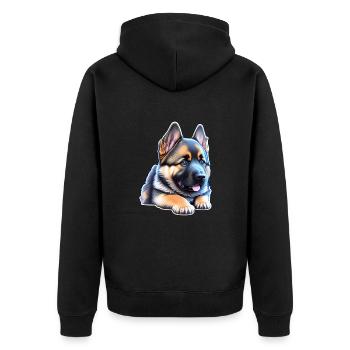 Cute German Shepherd Puppy - Unisex Premium Organic Zip Hoodie - black - Back - Nico (187cm)
