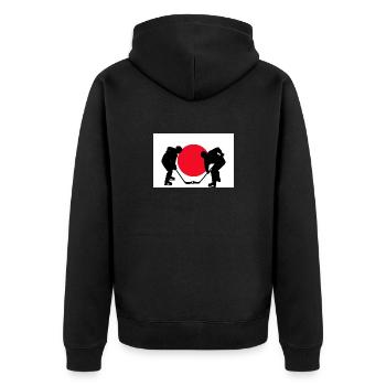 FlaggeJapan - Unisex Premium Bio Zip Hoodie - Schwarz - Hinten - Nico (187cm)