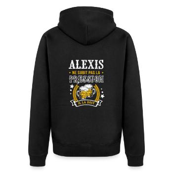 Alexis bière Alexis cadeau alexis fêtes - Veste à capuche bio Premium Unisexe - noir - Dos - Nico (187cm)