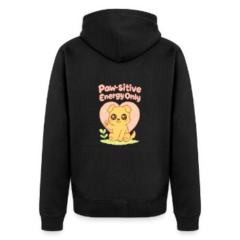 Paw-sitive Energy Only – Cute Pixel Dog Shirt - Unisex Premium Organic Zip Hoodie - black - Back - Nico (187cm)