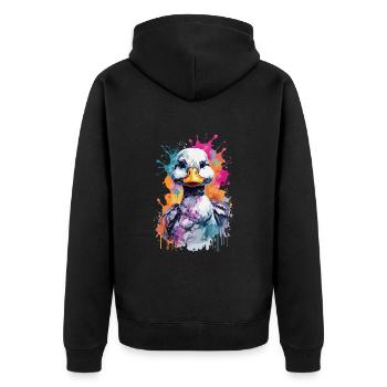 Duck Bird Farm in Watercolors. Illustration - Unisex Premium Organic Zip Hoodie - black - Back - Nico (187cm)