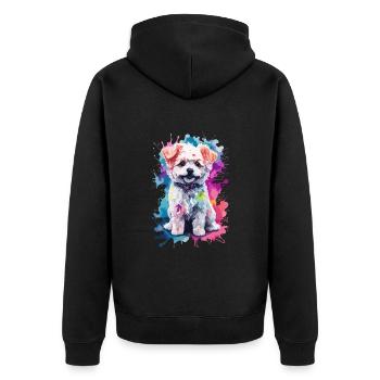 Bichon Frisé Chien à l’aquarelle. Illustration - Veste à capuche bio Premium Unisexe - noir - Dos - Nico (187cm)