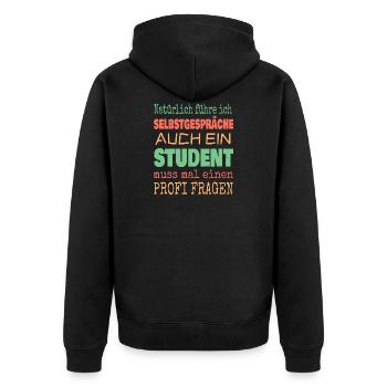 Student - Unisex Premium Bio Zip Hoodie - Schwarz - Hinten - Nico (187cm)
