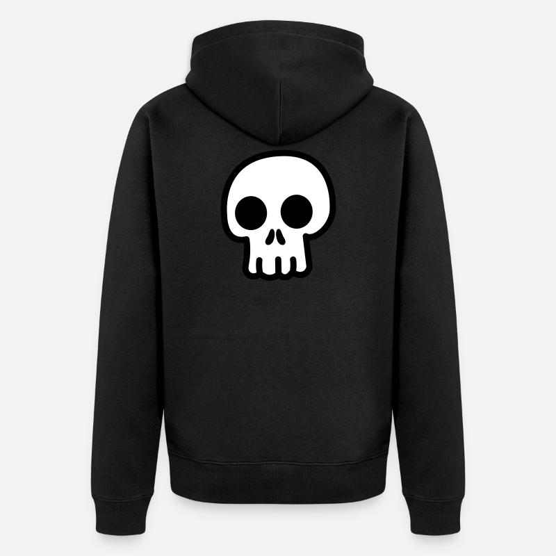 Totenkopf Süß Kawaii - Unisex Premium Bio Zip Hoodie - Schwarz