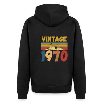 Vintae 1970 / fabriqué en 1970 - Veste à capuche bio Premium Unisexe - noir - Dos - Nico (187cm)