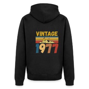 Vintae 1977 / Made in 1977 - Unisex Premium Organic Zip Hoodie - black - Back - Nico (187cm)