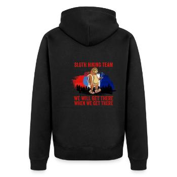 Randonnée Tee Shirt Humour Rando France Sloth - Veste à capuche bio Premium Unisexe - noir - Dos - Nico (187cm)