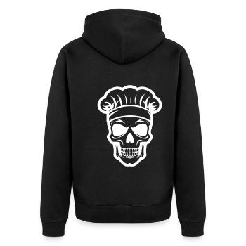 Koch Totenkopf - Unisex Premium Bio Zip Hoodie - Schwarz - Hinten - Nico (187cm)