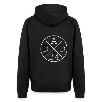 Dad 24 Vatertag Geschenkidee - Unisex Premium Bio Zip Hoodie - Schwarz - Hinten - Nico (187cm)