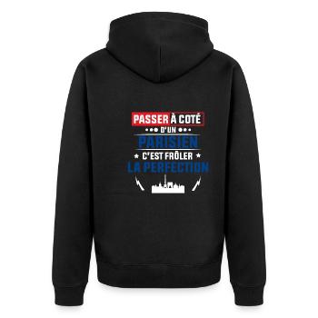 Idée cadeau pour un Parisien - Veste à capuche bio Premium Unisexe - noir - Dos - Nico (187cm)