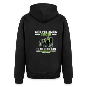Conduire un tracteur T-Shirt humoristique mode - Veste à capuche bio Premium Unisexe - noir - Dos - Nico (187cm)