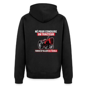 né pour conduire tracteur agriculteur cadeau - Veste à capuche bio Premium Unisexe - noir - Dos - Nico (187cm)