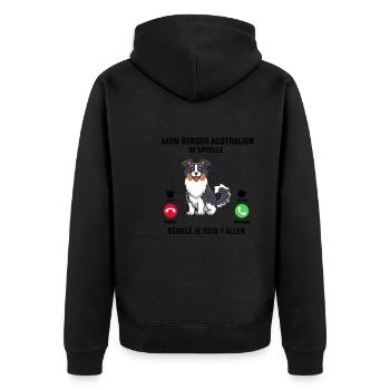 Berger Australien M'appelle Je Dois Y Aller - Veste à capuche bio Premium Unisexe - noir - Dos - Nico (187cm)
