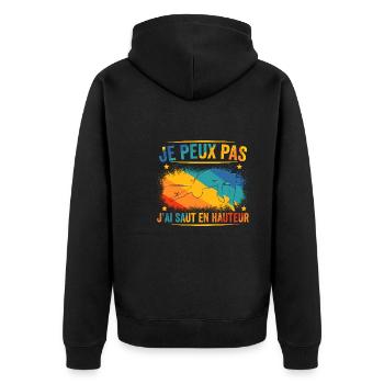 je peux pas j'ai saut en hauteur - Veste à capuche bio Premium Unisexe - noir - Dos - Nico (187cm)