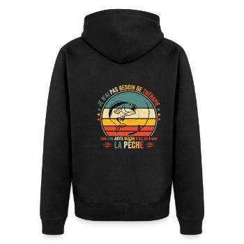 J'ai Juste Besoin D'aller à La Pêche - Veste à capuche bio Premium Unisexe - noir - Dos - Nico (187cm)