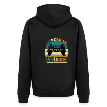 Niveau 13 Débloqué - Gamer Anniversaire 13 ans - Veste à capuche bio Premium Unisexe - noir - Dos - Nico (187cm)