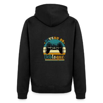 Niveau 25 Débloqué - Gamer Anniversaire 25 ans - Veste à capuche bio Premium Unisexe - noir - Dos - Nico (187cm)