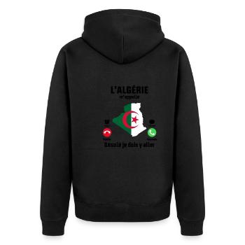 L'Algérie M'appelle désolé Je dois y aller - Veste à capuche bio Premium Unisexe - noir - Dos - Nico (187cm)