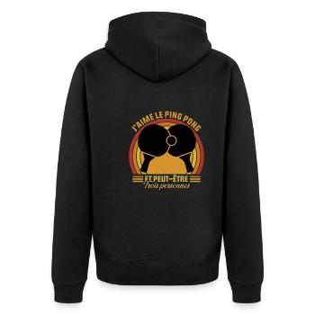 j'aime le Ping Pong et peut être trois personnes - Veste à capuche bio Premium Unisexe - noir - Dos - Nico (187cm)